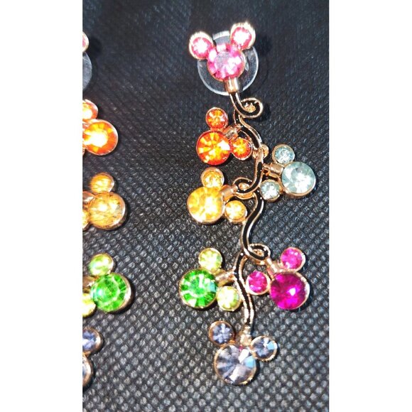 Disney Colorful Multi-Stone Dangle Earrings Mickey Mouse Design - Picture 3 of 7